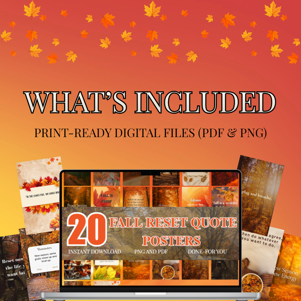 20 Fall Reset Quotes | Autumn Transition Roadmap | PDF PNG | Seasonal Mindset Audit | Aesthetic Wisdom Art | 2026 Wellness | Digital Download Bundle