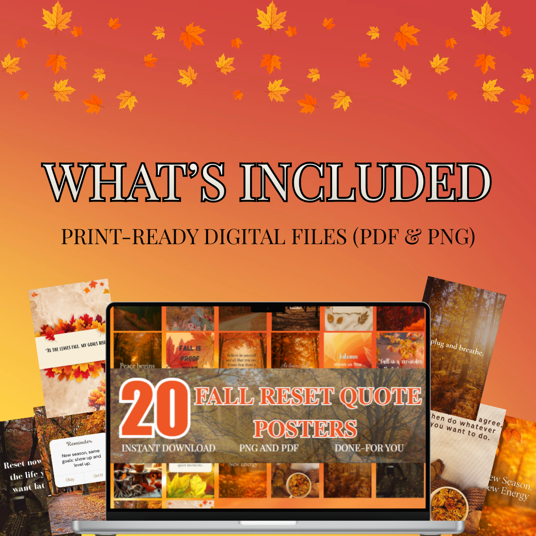 20 Fall Reset Quotes | Autumn Transition Roadmap | PDF PNG | Seasonal Mindset Audit | Aesthetic Wisdom Art | 2026 Wellness | Digital Download Bundle